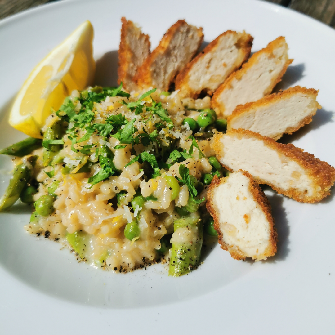 Chicken Nuggets mit Spargel-Risotto